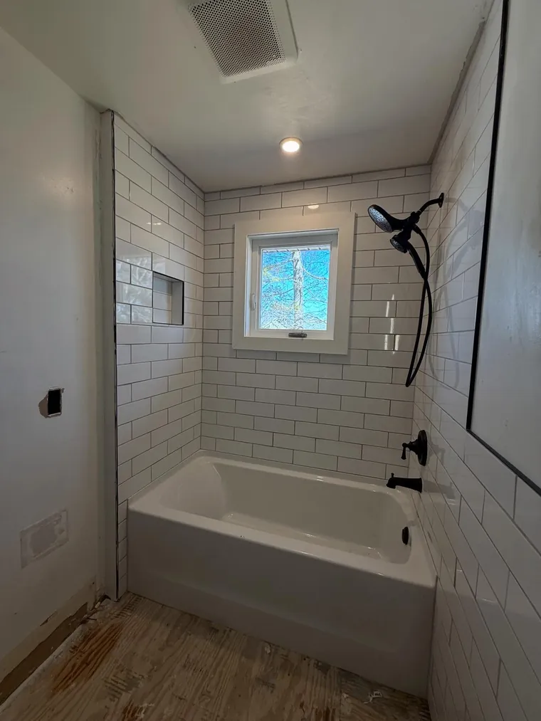 Fully tiled shower and bathroom renovation in Dartmouth